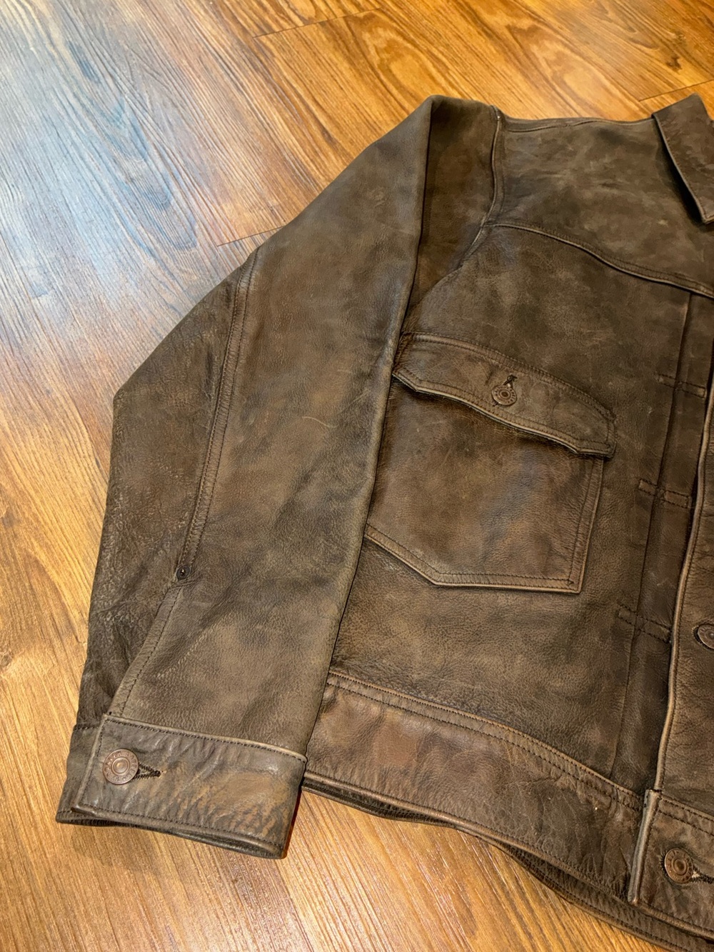 RRL Type 2 Buffalo Leather Brown Jacket - Picture 4 of 16